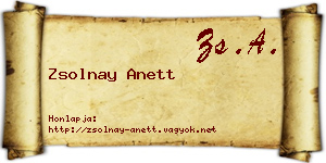 Zsolnay Anett névjegykártya